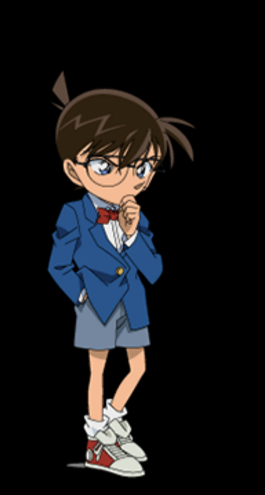 An elementary schooler high with short brown hair that looks like the high schooler mentioned before in a blue suit with a white undershirt, red bow tie, dull blue shorts, red and white shoes, and is standing in the exact same thinking pose as the high schooler mentioned before.